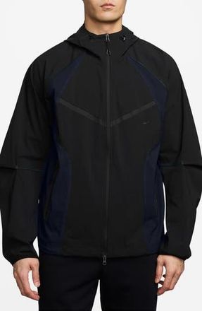 Nike Tech Dri-FIT Woven Oversize Hooded Stretch Nylon Zip Jacket in Black/Obsidian at Nordstrom Rack, Size Xx-Large