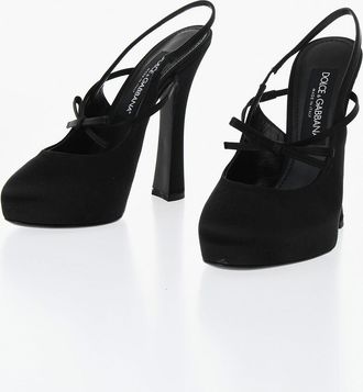 Dolce & Gabbana Solid-Color Satin Slingback with Side Bow, 14 cm Heel Dolce & Gabbana