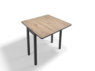 Pondecor Interiorismo Mesa cocina extensible Napoli efecto roble oscuro. Patas metal negras