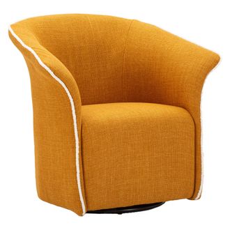 Dmora Poltrona Toamas, Base Giratoria, Reposabrazos, Estructura De Metal, 84x66x80h Cm, Amarillo Mostaza