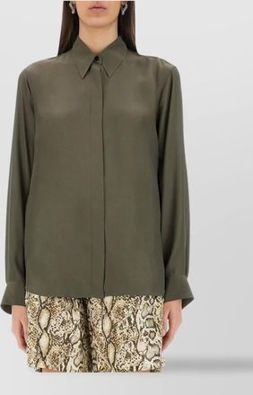 Dries Van Noten satin shirt with collared neck and long sleeves