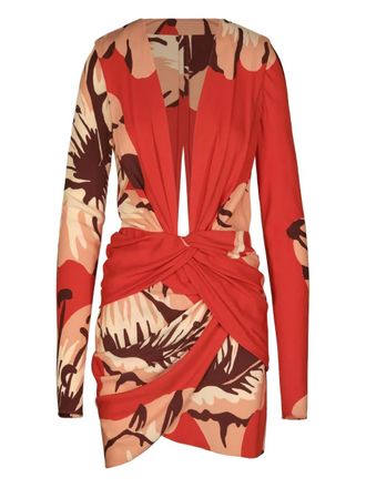 Johanna Ortiz Gangaway floral-print twisted mini dress - women - Viscose/Elastane - 2 - Red