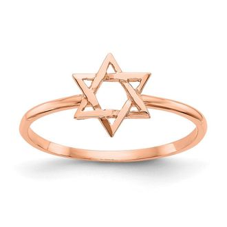 Diamond2Deal 14k Rose Gold Polished Star of David Ring