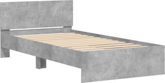 vidaXL Vidaxl - Bed Frame without Mattress with Headboard Concrete Grey 100x200 cm
