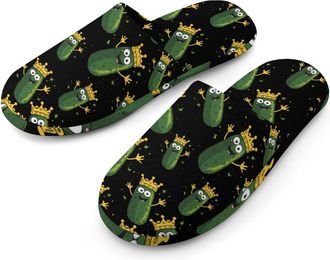 Generic Funny Pickle Mens Cotton Slippers Memory Foam Comfort House Shoes Winter Indoor Slipper for Hotel Casa Spa