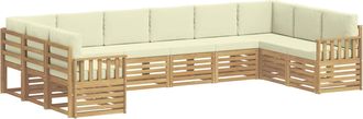 vidaXL Conjunto De Sof&aacute;s De Exterior 7 Uds. Blanco Y Crema Poli&eacute;ster Vidaxl