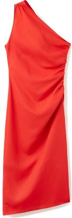 Mango Asymmetrical Pleated Midi Dress in Orange at Nordstrom, Size 10