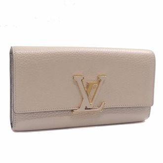 Louis Vuitton Galle Gray Leather Long Wallet (Bi-Fold) (Pre-Owned)