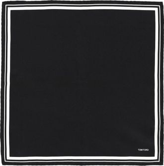 Tom Ford Black Double Border Silk Handkerchief
