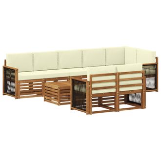 vidaXL Conjunto De Sof&aacute;s De Exterior 8 Uds. Natural Y Crema Vidaxl