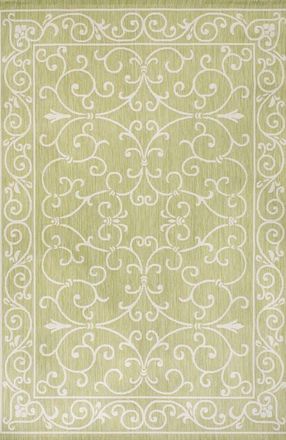 Jonathan Y Designs Charleston Vintage Filigree Textured Weave Indoor/Outdoor Area Rug in Green/cream at Nordstrom, Size 5Ft 0In X 5Ft 0In