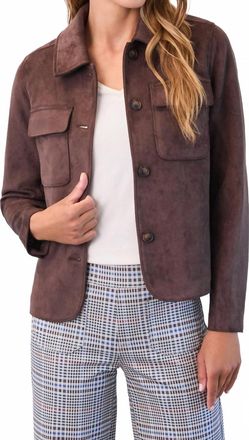 FDJ Faux Suede Jacket In Brown