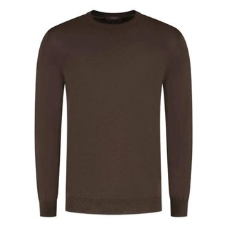 Zanone Round-neck Knitwear, male, Brown, Size: XL Maglia