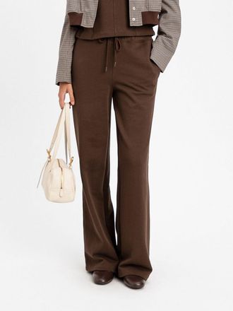 Twinset Pantaloni jogging wide leg in cotone con vita alta