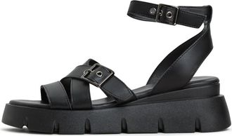 Cesare Gaspari Platform Sandalen - Dames - Sandalen - Zwart - 39 EU - Leer - Schoenen