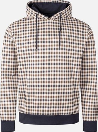 Aquascutum Mens Cotton Check Hoodie - Checkered Pattern - Size: 42