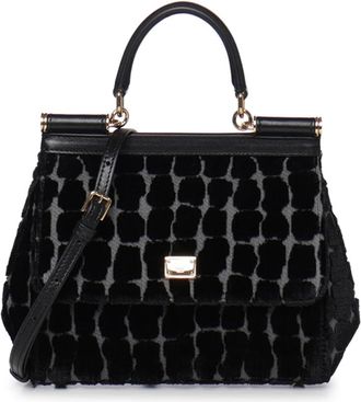Dolce & Gabbana Sicily fluwelen handtas - Dames - Tassen - Zwart - Maat: ONE Size Zijde