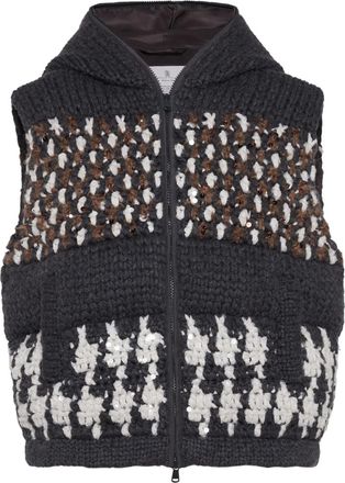 Brunello Cucinelli Gilet con paillettes - Grigio