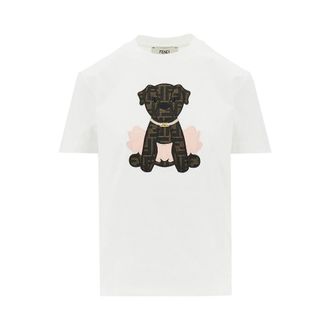 Fendi Cotton t-shirt with FF patch Woman M