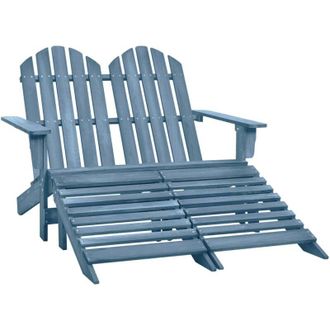 vidaXL Silla Adirondack De Jard&iacute;n 2 Plazas Madera Maciza De Abeto Azul Vidaxl