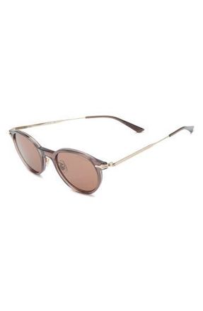 Montblanc 49mm Round Sunglasses in Brown Gold Blue at Nordstrom Rack