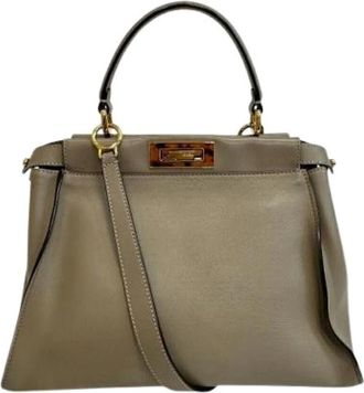 Fendi Pre-owned Vintage Schoudertas - Dames - Vintage Handtas - Grijs - ONE Size - Leer - Vintage