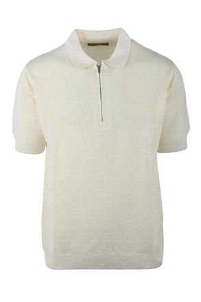 Daniele Fiesoli White Linen Cotton Knit Polo