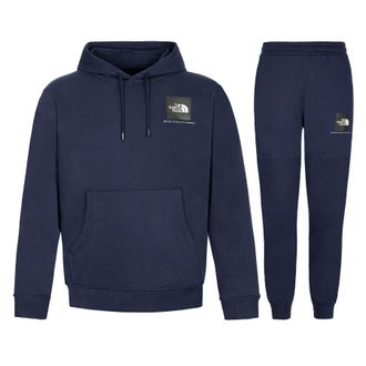 The North Face Mens Mens Small Box Hooded Tracksuit Set Navy Cotton - Size X-Large