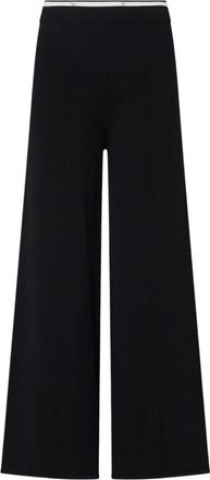 Liu Jo Gebreide broek - Dames - Wijde Broeken - Zwart - S - Polyester - Broeken