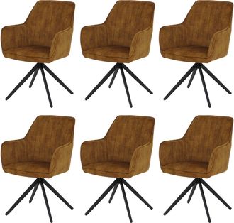 Hhg Juego De 6 Sillas De Comedor Hhg-139, Sillas De Cocina Con Reposabrazos Giratorios Y Mecanismo De Retorno Autom&aacute;tico, Terciopelo De 440 G/m&sup2;, Aspecto 