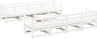 vidaXL Juego De Sof&aacute;s De Jard&iacute;n 9 Pzas Madera Maciza De Pino Blanco Vidaxl
