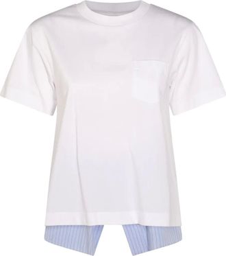 sacai T-shirt con dettaglio a righe - 134 White/blue stripe