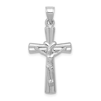 Diamond2Deal 14K White Gold Reversible Crucifix Pendant