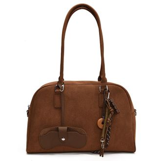 Generic Womens Leather Shoulder Handbag with Pendant Trendy Large Capacity Casual Tote for Work and Travel