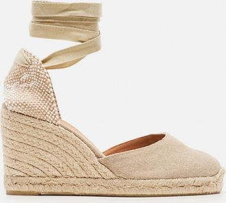 Castaner Beige Round Toe Wedges