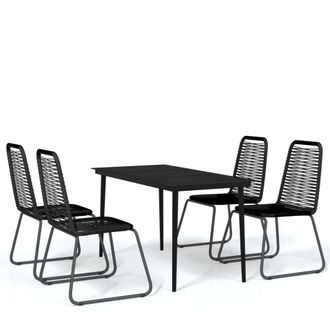 vidaXL Juego De Comedor Para Jard&iacute;n 5 Piezas Negro Vidaxl