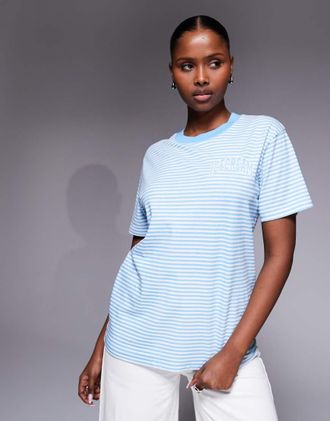 Icecream T-shirt blu a righe con logo