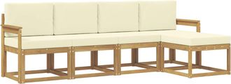 vidaXL Conjunto De Sof&aacute;s De Exterior 5 Uds. Blanco Y Crema Vidaxl