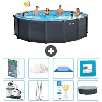 Intex Piscina Graphite Panel Redonda - 478x124 Cm - 9-piezas S681