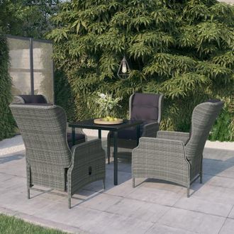 vidaXL Juego De Comedor Para Jard&iacute;n 5 Piezas Rat&aacute;n Sint&eacute;tico Gris Vidaxl