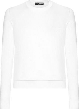 Dolce & Gabbana logo-embroidered silk jumper - men - Silk - 52 - White