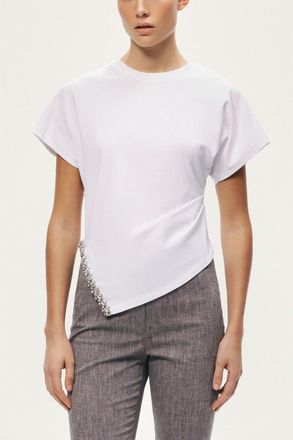 Nocturne Embellished Asymmetric T-Shirt in Ivory at Nordstrom, Size X-Large Eu