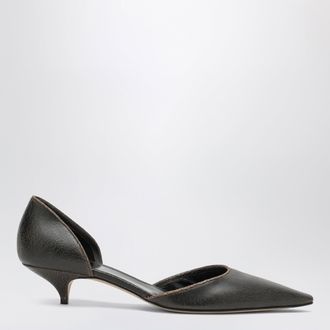 The Row Liisa dOrsay Pumps in Dark Brown Suede