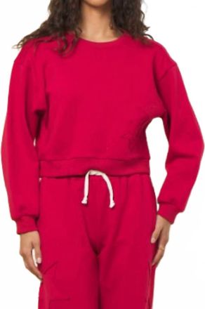 Vintage Havana Star Fleece Crewneck Top In Red