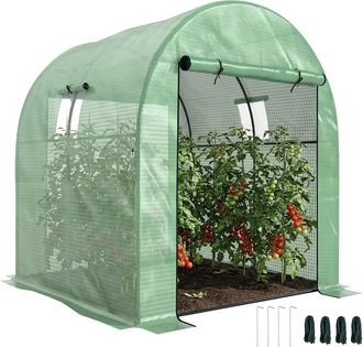 Mauro Ferretti Serra A Tunnel Per Orto 1.8x1.8x2 M In Acciaio E Pe Anti Uv Con Porte Avvolgibili E Finestre, Verde