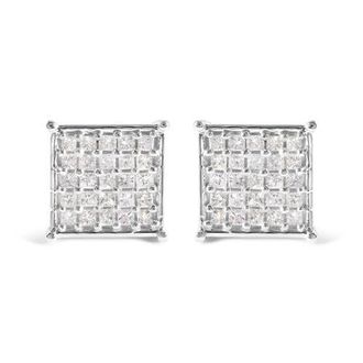 House of Brilliance 10K White Gold 3/4 Cttw Princess Diamond Composite Stud Earrings at Nordstrom