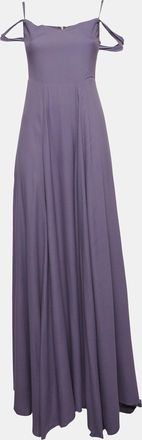 Reformation Purple Crepe Off-Shoulder Maxi Dress