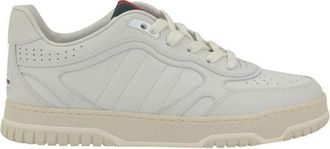 Gucci Leren Sneakers met Logo Print en Geperforeerde Neus - Heren - Sneakers - Wit - 41 EU - Leer - Schoenen