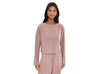 Puma Cloudspun Ribbed Slouchy Long Sleeve T-Shirts Womens Clothing Sandstone : XS, Elastane/Modal/Polyester