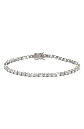 Suzy Levian Sterling Silver CZ Tennis Bracelet in Metallic Silver at Nordstrom Rack